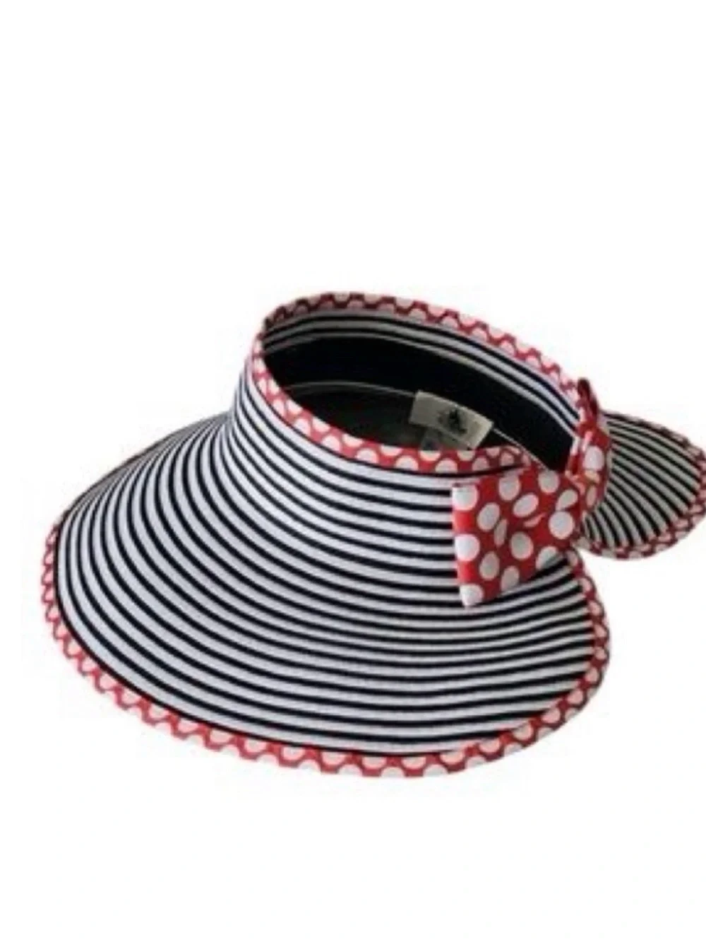 Disney Parks Adjustable Travel Navy and White Striped Bow Hat